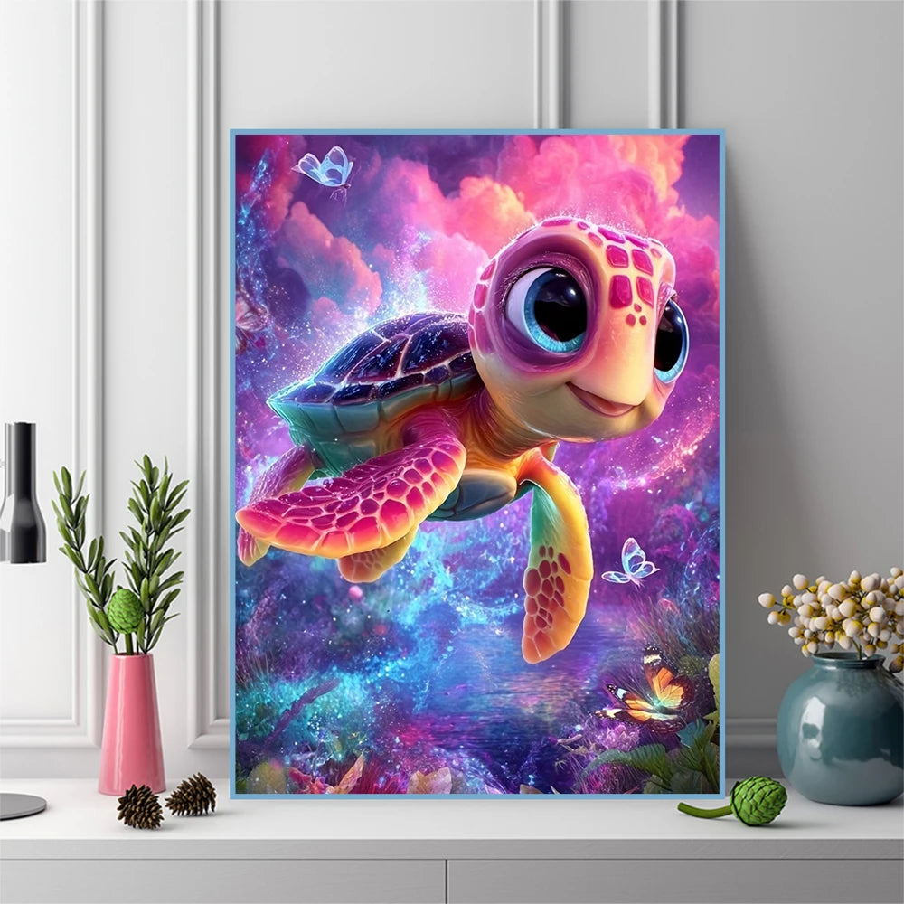 Diamond Painting Meeresschildkröte – 5D DIY Diamantmalerei mit runden und eckigen Steinen