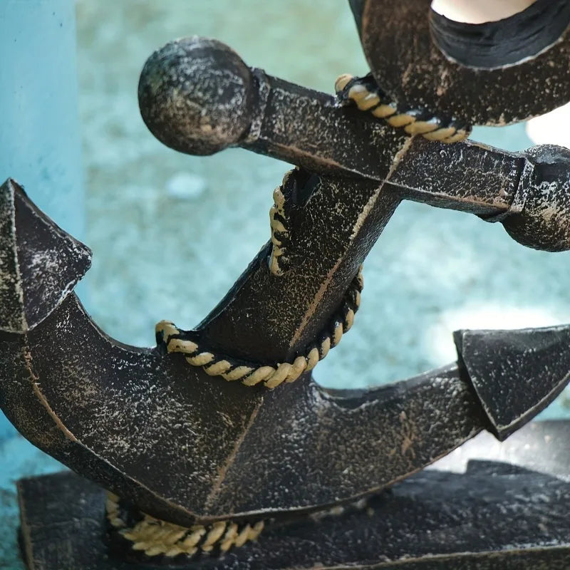Schiffsanker-Skulptur aus Kunstharz – 22,5x17,5 cm, Retro-Antik, Maritime Tischdeko