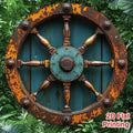 Vintage Metallschild Schiffsrad – Nautisches Wandbild als maritime Dekoration