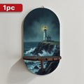 Leuchtturm Kristallstein Wandregal – Maritimes Wandbild mit Ablagefläche