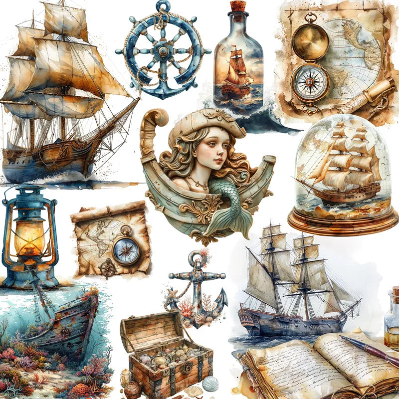 Maritime Seekarten-Aufkleber – Scrapbooking, Basteln & Buchgestaltung, ab 14 Jahren