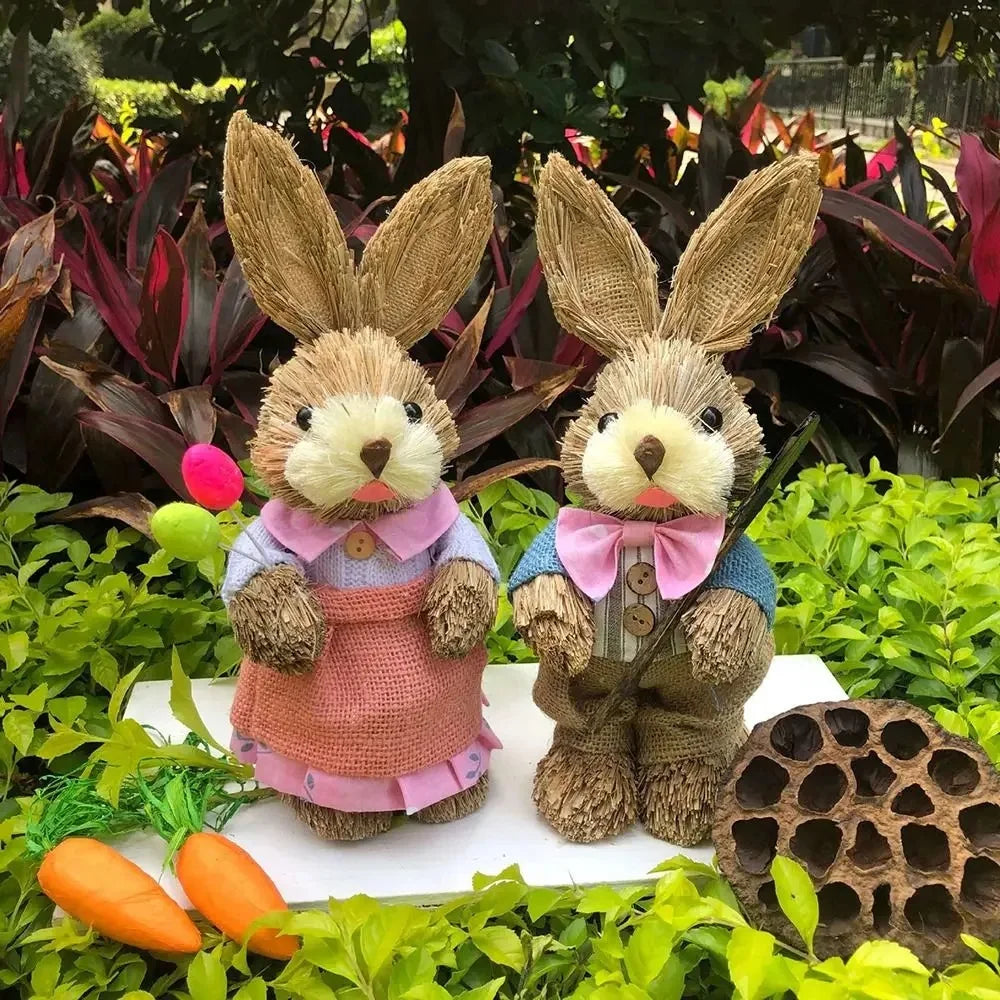 Oster-Strohase 35 cm – Geflochtene Deko-Figur für Garten, Heim & Party