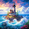 Diamond Painting Set Leuchtturm & Meereslandschaft – 5D Mosaik, runde & eckige Diamanten, 20–50 cm