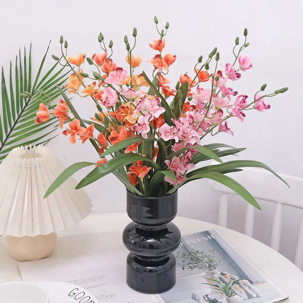 Künstlicher Orchideenstrauß – Real Touch, 5 Farben, 1er oder 3er Set, Hochzeit & Heimdeko
