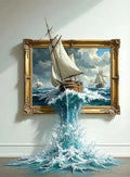 Diamond Painting Segelboot – Landschaft mit Fenster | Mosaikbild zum Selbstgestalten