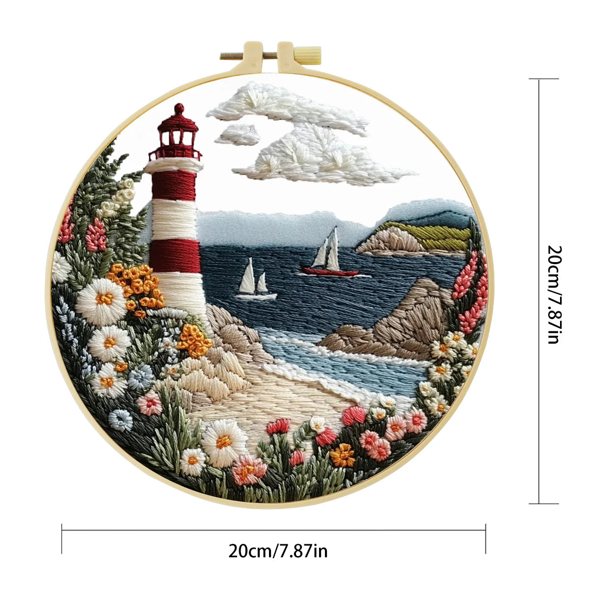 Stickerei-Set Leuchtturm am Meer – DIY Kreuzstich-Kit für Anfänger