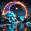 Diamond Painting Leuchtturm bei Nacht – 5D Diamant Malerei Set