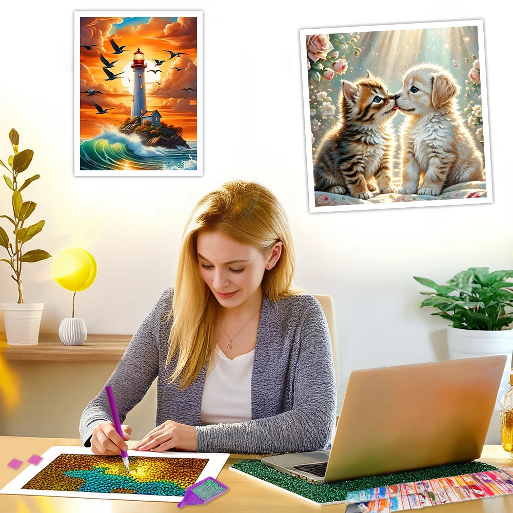 Diamond Painting Kit – Strand & Seestern | 5D DIY Diamant-Malerei mit runden oder eckigen Steinen
