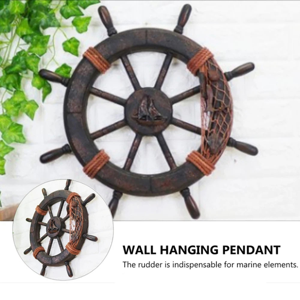 Maritimes Holz-Schiffssteuerrad – Wanddeko im mediterranen Stil, 45 cm