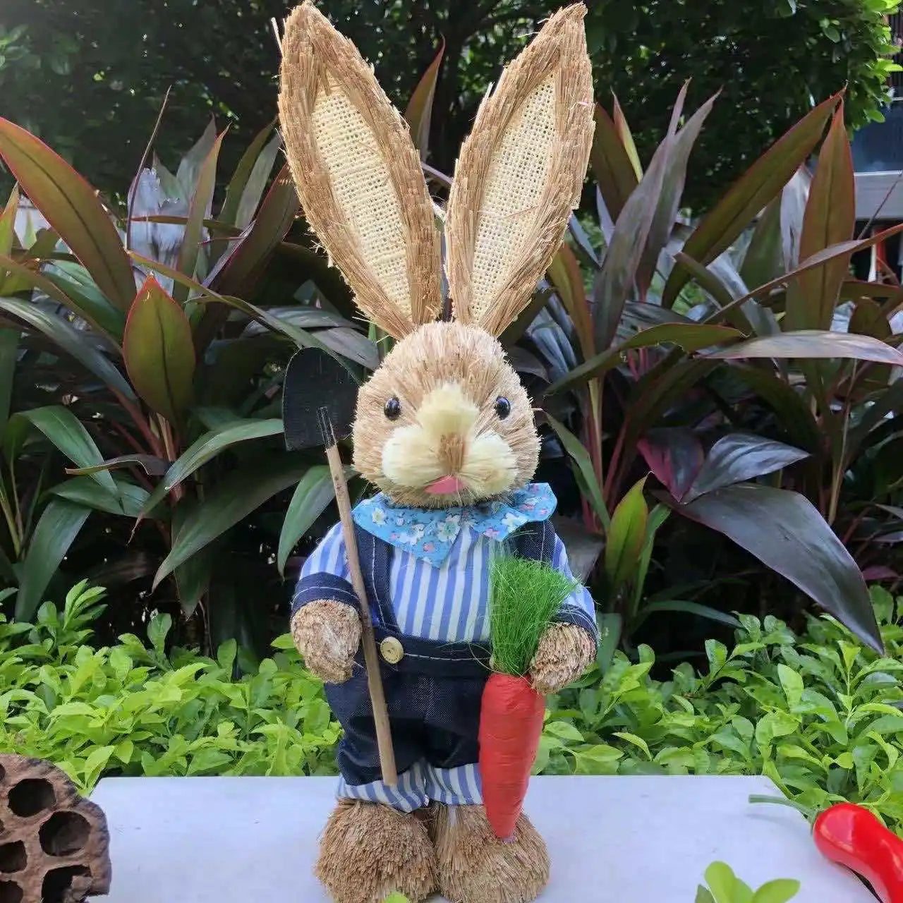 Oster-Strohase 35 cm – Geflochtene Deko-Figur für Garten, Heim & Party