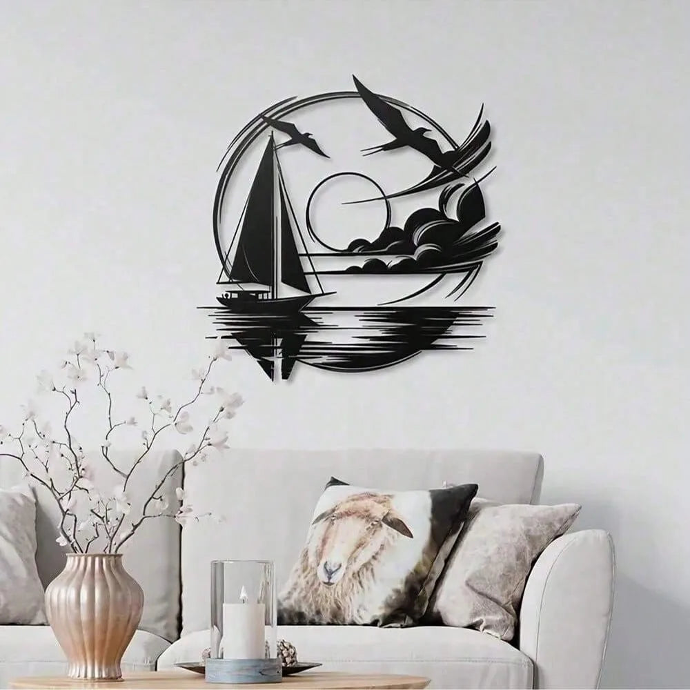 Segelboot Metall-Wanddeko – Wasserdicht, Maritim, Moderne Räume & Geschenkidee