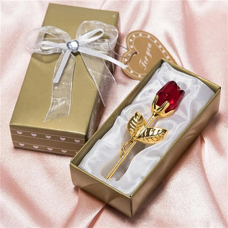 Kristall-Rose Dekofigur – Glas-Blume als Geschenk & Hochzeitsdeko