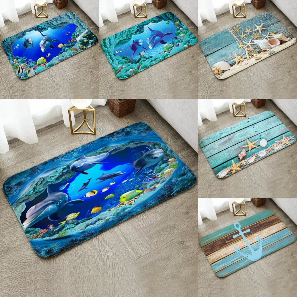 Maritime Fußmatte – Rutschfest & Waschbar, 10 Motive, 3 Größen (30x50 bis 50x80 cm)