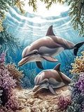 Diamond Painting Set – Delfin & Meerestiere, vollflächiges Diamant-Mosaik