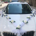 Hochzeitsauto-Dekoration Frontblumen – Vliesstoff, Weiß oder Pink, Brautauto Deko