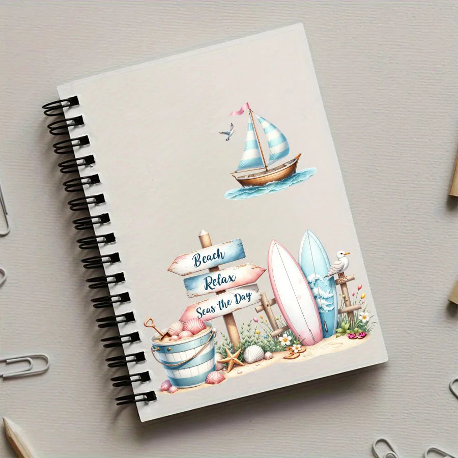 Maritime UV-DTF Sticker Set – 3 Bogen, Strand & Tropenurlaub, DIY Tassen & Gläser