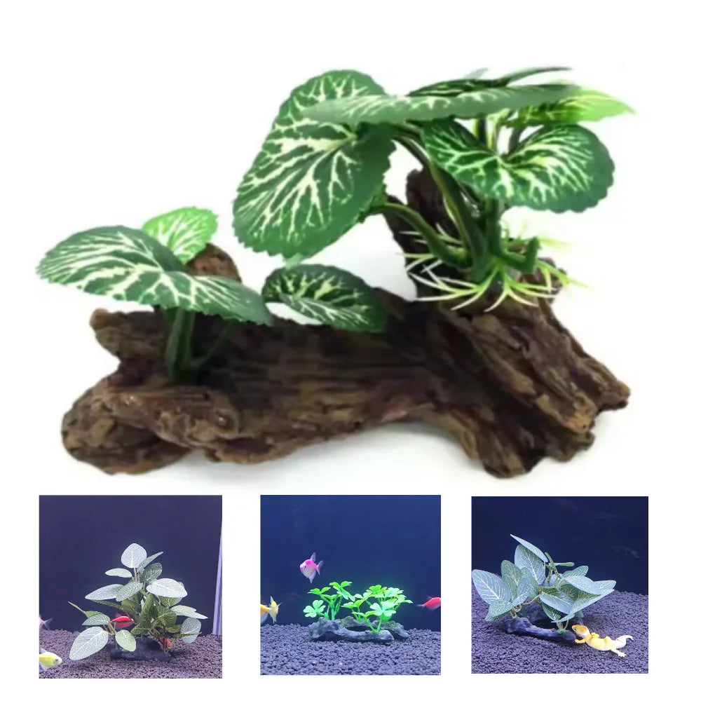 Aquarium Kunstpflanze – Schildkrötenbaum mit Unterwasserpflanzen-Dekoration