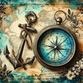 Diamond Painting Kompass – 5D Diamant Mosaikbild mit Rund- und Viereckbohrer