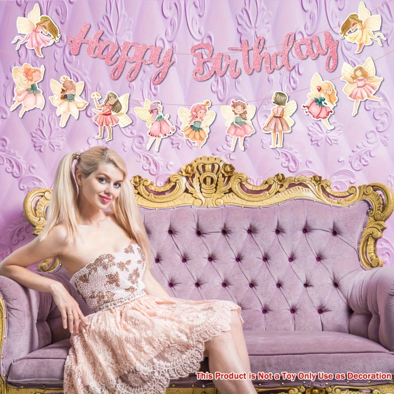 Blumenfee Geburtstagsbanner – Happy Birthday Deko für Mädchen, bunt & zauberhaft