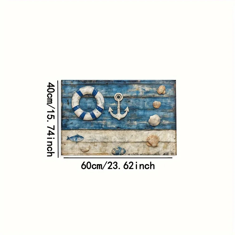 Maritimer Badezimmer-Teppich – Rutschfest, waschbar, Nautik-Design