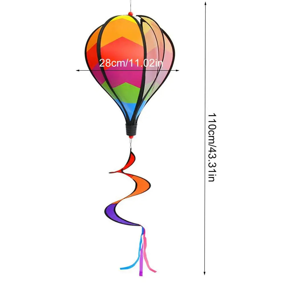 Heißluftballon Windspinner Regenbogen – Bunter Garten-Winddrehänger, 110 cm
