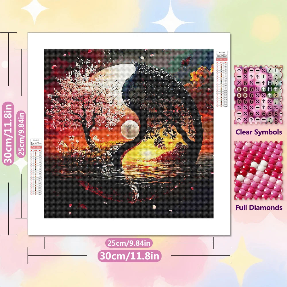 Diamond Painting Set Baum & Meereslandschaft – 5D DIY Diamantmalerei, verschiedene Groessen