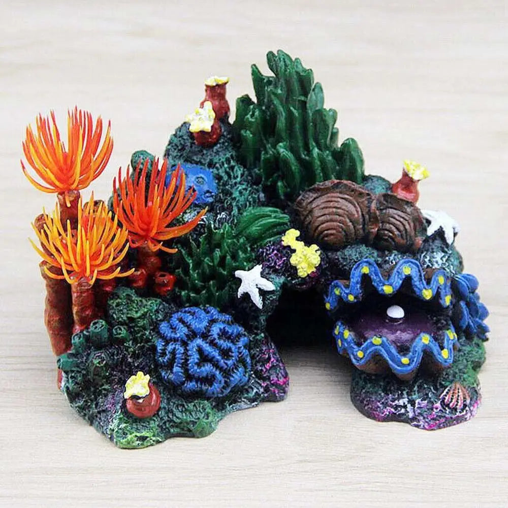 Aquarium Korallen-Deko aus Kunstharz – 12,5x10x7 cm, Süß- & Salzwasser, Fischsicher