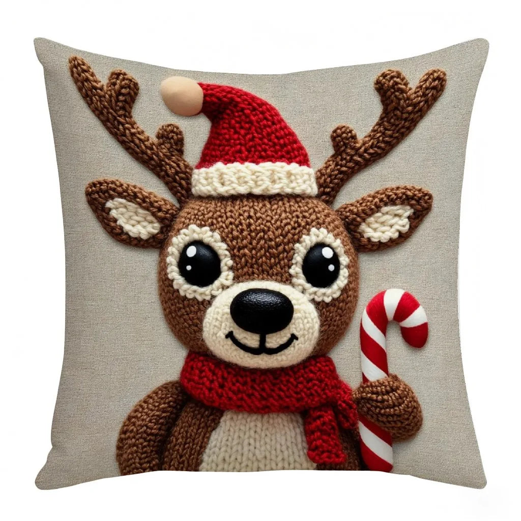 Weihnachts-Kissenbezug 45x45 cm – Weihnachtsmann, Schneemann & Rentier | 4 Motive