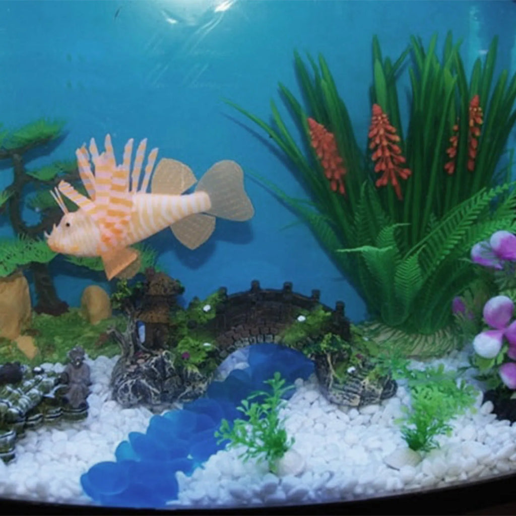 Resin-Brücke & Pavillon – Aquarium Deko | 14 cm | inkl. Wasserpflanzen