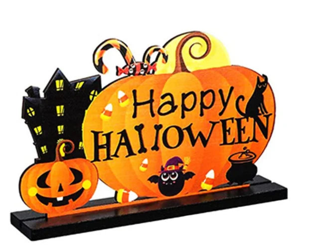 Halloween Holzdeko Tischset – 20x12 cm, 3 Designs: Boo, Süßes oder Saures & Happy Halloween