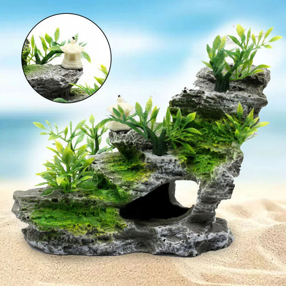 Resin-Felslandschaft mit Fischhöhle – Aquarium Deko | 14 × 8 × 10 cm
