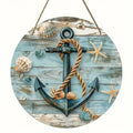 Rustikales Aluminium-Strandschild rund – 20x20 cm, Beach-Nostalgie, Tür- & Gartendeko