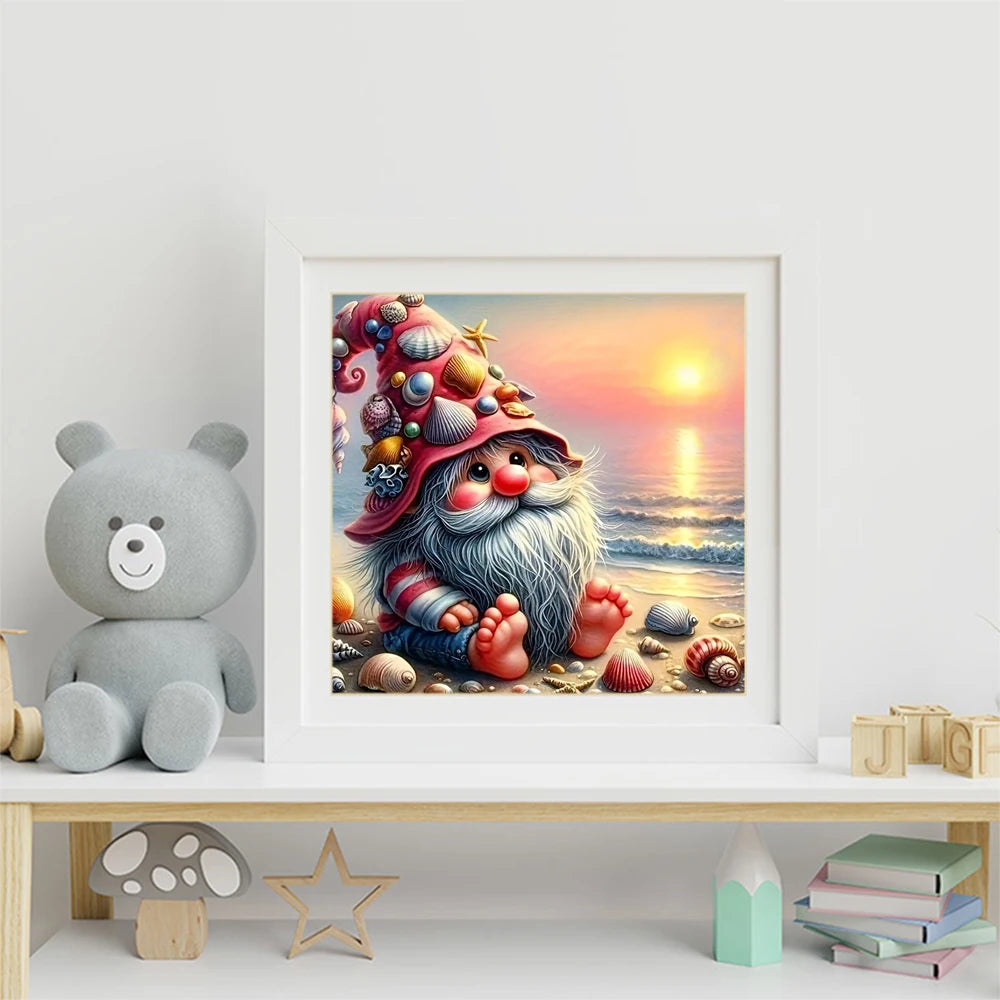 Diamond Painting Set – Küstenmotiv mit Cartoon-Figur | 5D DIY Diamant-Stickerei