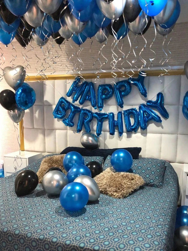 Blaues Geburtstag Deko Set – 52-teilig mit Happy Birthday Banner, Latex- & Folienballons