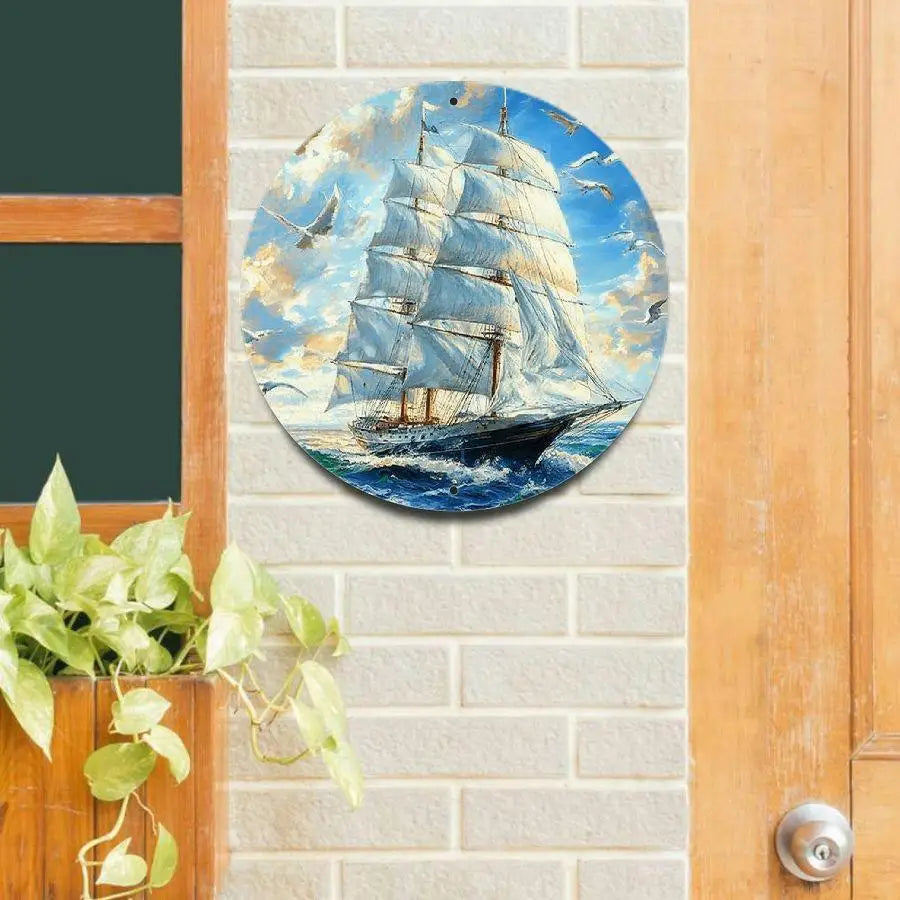 Maritimes Aluminium-Wandschild rund – 20 cm, Nautik-Design, rostfrei & wetterfest