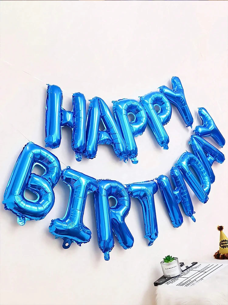 Blaues Geburtstag Deko Set – 52-teilig mit Happy Birthday Banner, Latex- & Folienballons