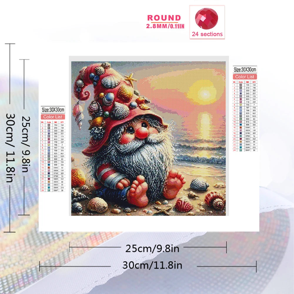 Diamond Painting Set – Küstenmotiv mit Cartoon-Figur | 5D DIY Diamant-Stickerei