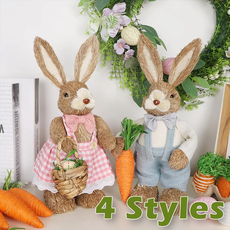 Oster-Strohase 35 cm – Geflochtene Deko-Figur für Garten, Heim & Party