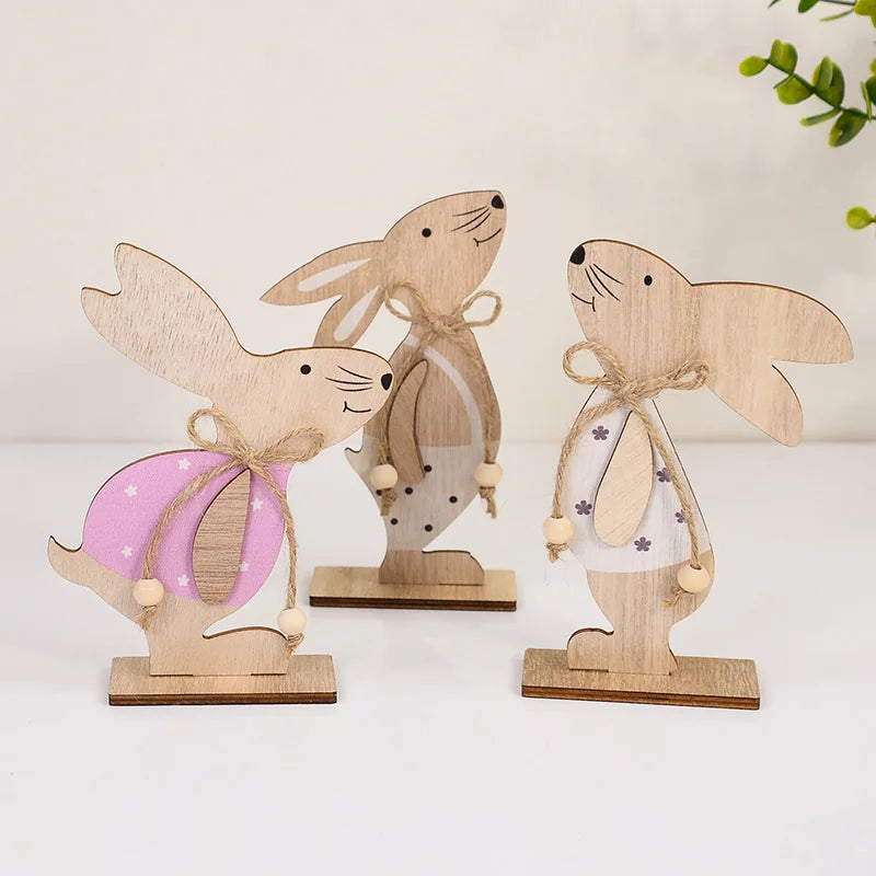 Holz-Osterhase Dekofigur – Stehender Hase für Ostern & Frühling