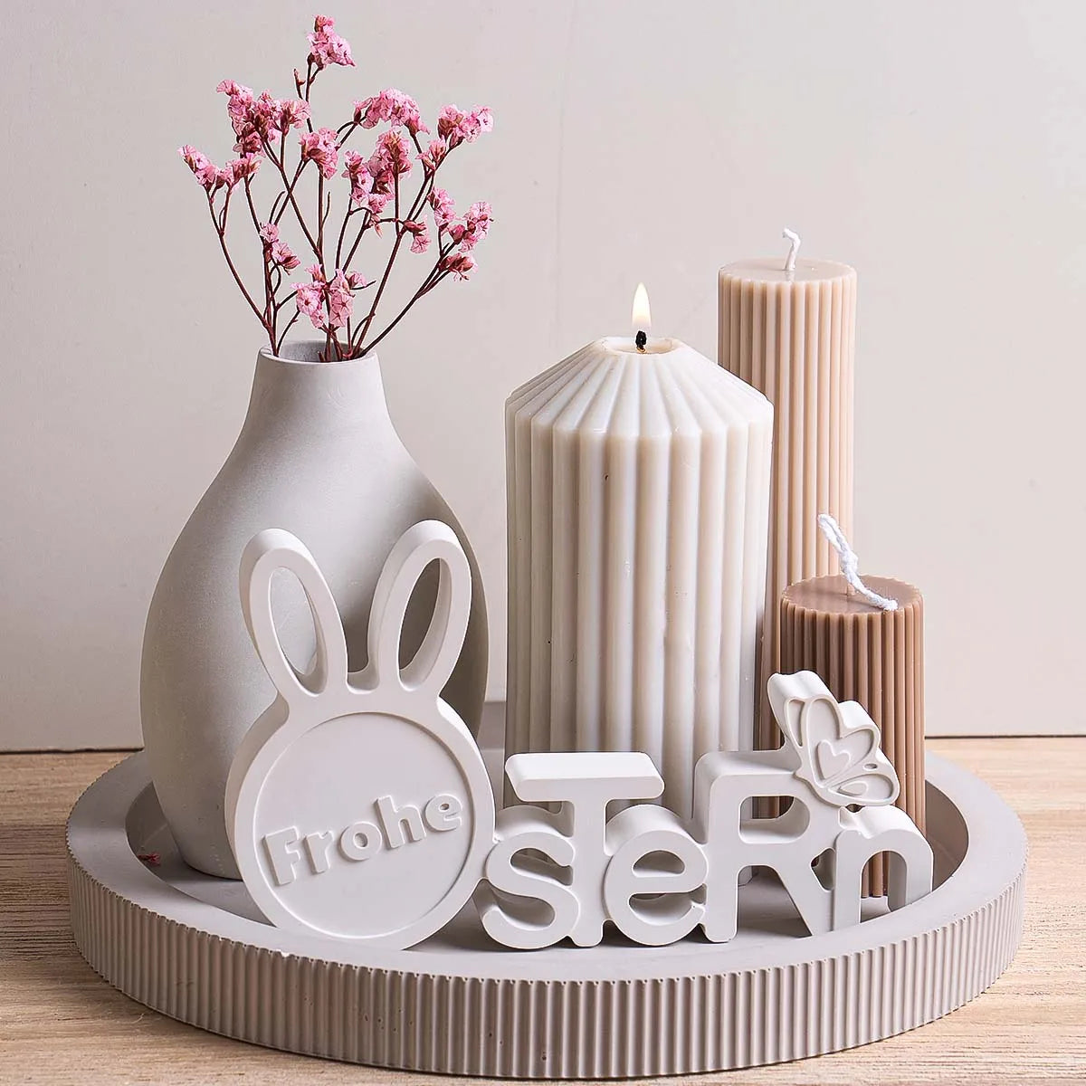 Oster-Silikonform „Frohe Ostern“ – Hasenmotiv, DIY Harz & Gips, 3D-Ornamente
