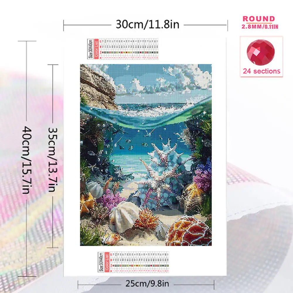 Diamond Painting – Meereslandschaft mit Muscheln, DIY Diamantmalerei für Anfänger