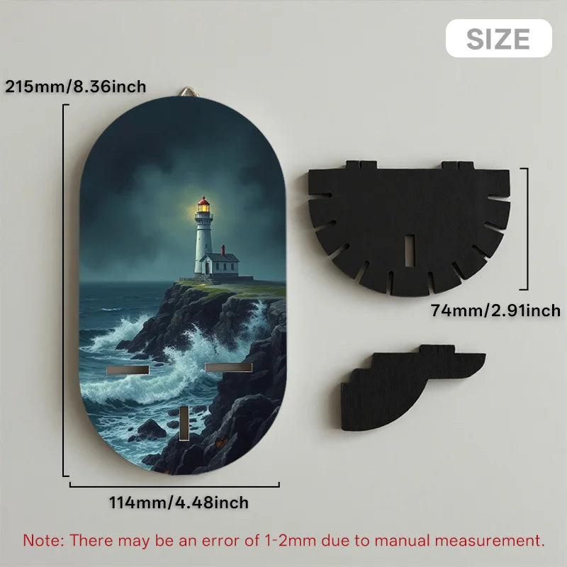 Leuchtturm Kristallstein Wandregal – Maritimes Wandbild mit Ablagefläche