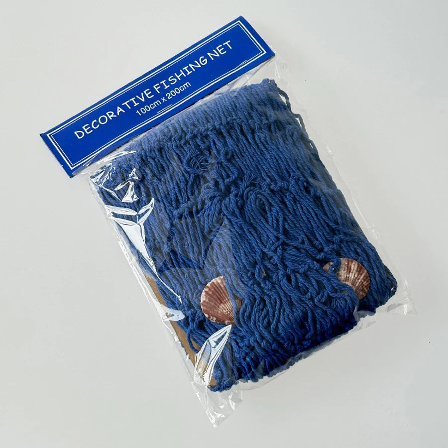 Fischernetz Wanddeko mit Muscheln – 100–200 cm, Mediterran, Blau oder Cremeweiß