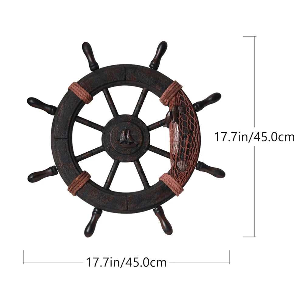 Maritimes Holz-Schiffssteuerrad – Wanddeko im mediterranen Stil, 45 cm