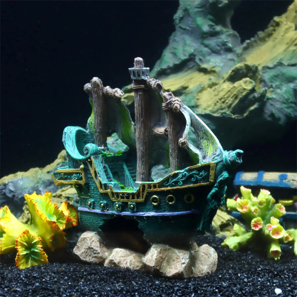Piratenschiff Aquarium-Deko aus Kunstharz – Großes Ornament, Fischbecken Landschaft