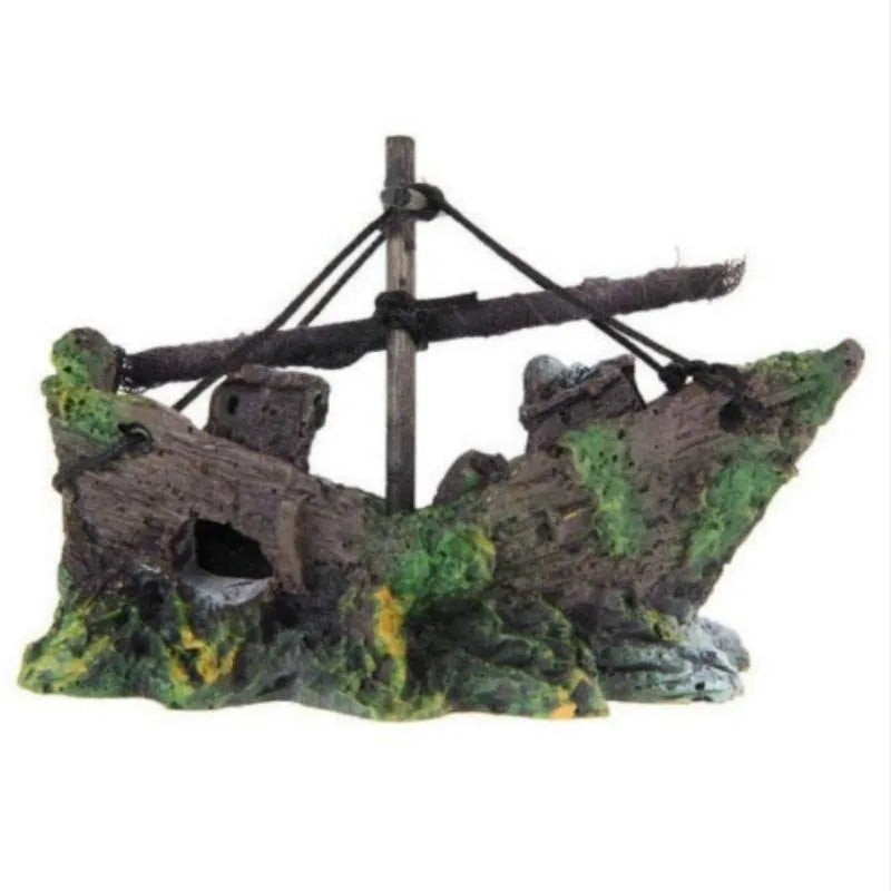 Aquarium Boot-Ornament aus Kunstharz – 3 Designs: Dinghy, Holzboot & Raumboot, Fischbecken Deko