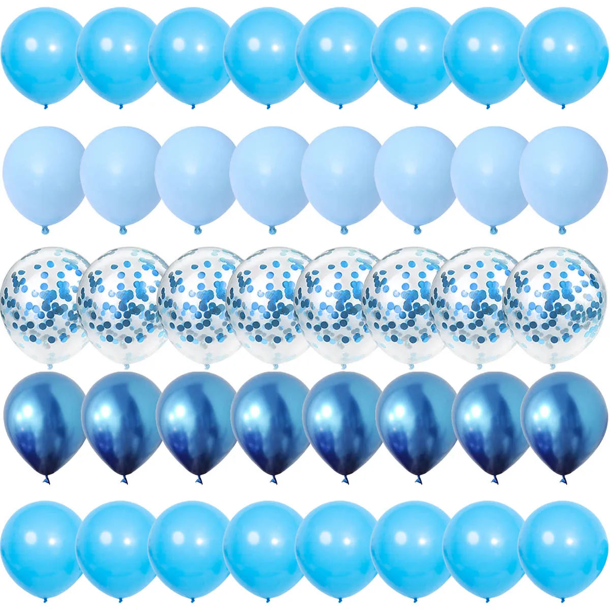 Luftballon Set 40 Stueck – Metallic, Matt & Konfetti Ballons fuer Geburtstag, Hochzeit & Baby Shower