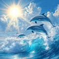 Diamond Painting Delfin – 5D Diamant Mosaikbild mit Rund- und Viereckbohrer