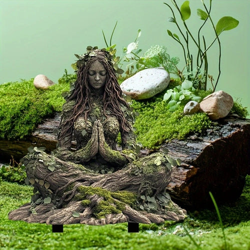 1 Stück 2D Acryl Bonsai-Erdsteckling, grüne Frauenwaldbaum-Elfenform,  für Terrasse, Rasen, Balkon und Garten