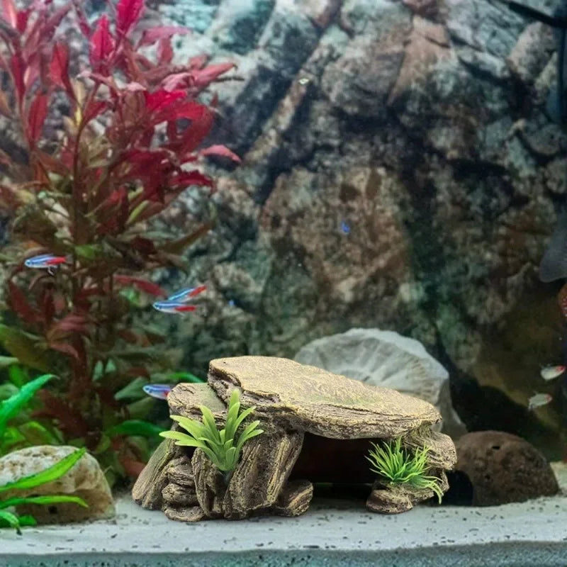 Schildkröten-Sonnenplattform für Aquarium – Reptilien-Dekoration aus Resin